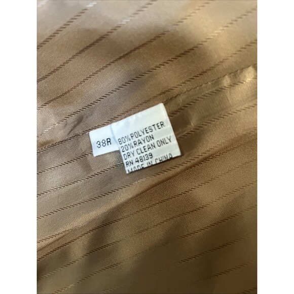 2pc EJ Samuel Tan Cream Stripe Sport Coat 4 Btn Jacket Blazer and Vest 38R New - Picture 6 of 8